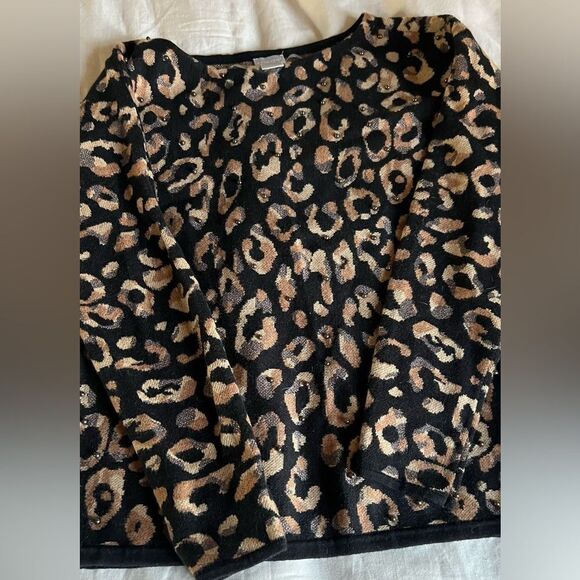 Chicos Leopard Print Sweater with bead embellishment - Picture 3 of 7